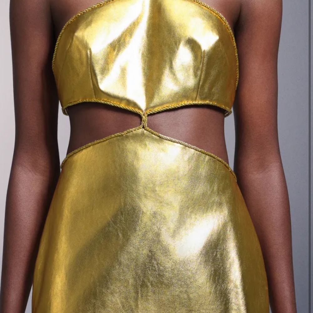 Radiant Gold Cut-Out Mini Dress